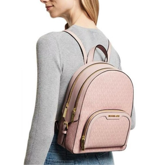 Michael Kors Large Jaycee Logo Pink Backpack - Picture 2 of 11
